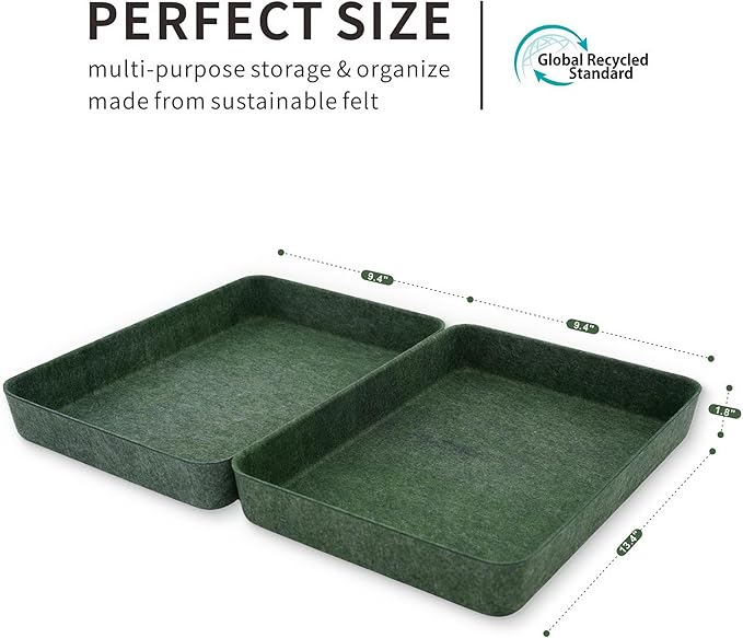 Welaxy 2-piece Office desk drawer organizer tray letter-size documents paper book file Folder Holder storage bins (Forest Green)