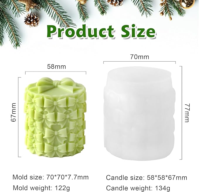 Candle Mold for Candle Making, 3D Column Silicone Mold for Resin Casting DIY Plaster Polymer Clay Home Decoration (Bow Knot)