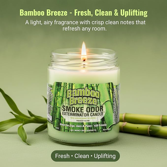 Smoke Odor Exterminator 13oz Jar Candle, Bamboo Breeze