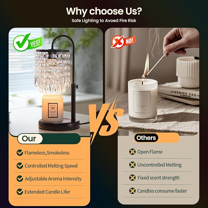 Candle Warmer Lamp with Timer Dimmer and 3 Bulbs, Lamp Candle Warmer with Marble Base,Wax Melt Warmer for Jar Candles, Birthday Gifts for Women Mom, House Warming Gifts New Home Decor