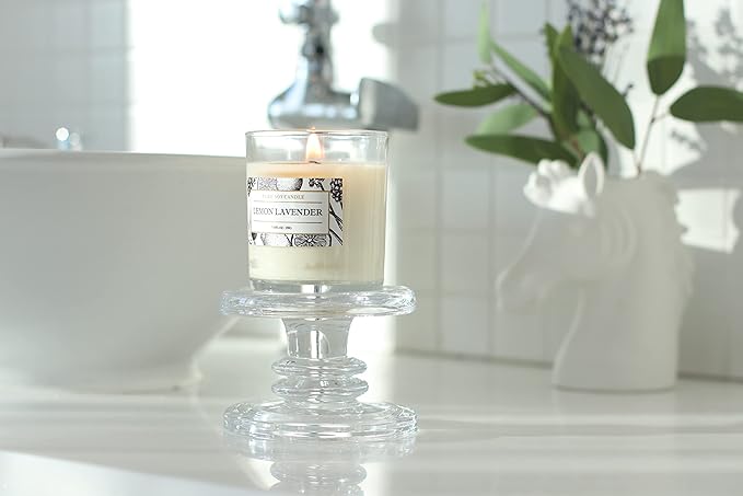 Aronica Organic Soy Candles - Lavender Lemon Essential Oil, Luxury Home Spa Gift for Women, Energizing Scent