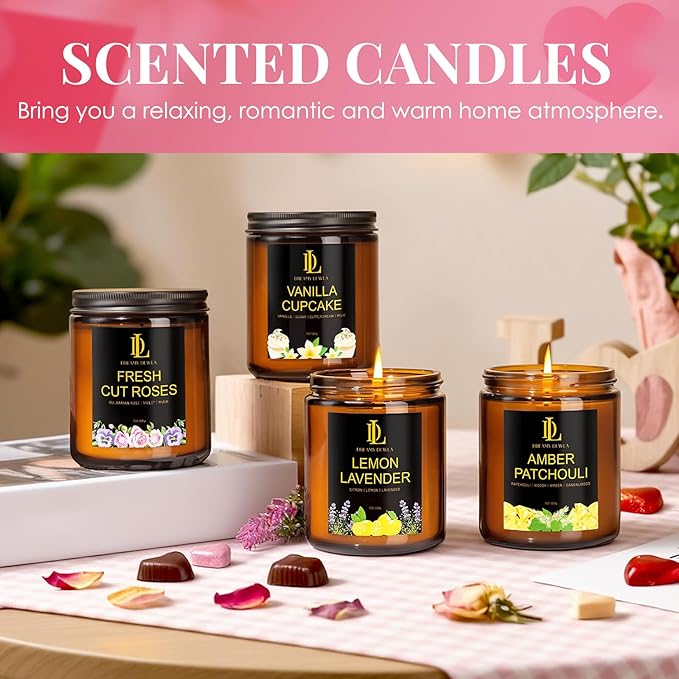 Lemon Lavender Candles, Lemon Lavender Scented Candle, Mother's Day Candle Gifts for Women, Soy Candles for Home Scented, 7oz 50 Hours Burn, Home Décor