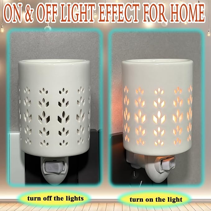 Plug in Wax Warmer for Scented Wax melt Warmer scentsy Plug in Wax melt Warmer Electric Candle Warmer Home Decor Gifts for Women(White Porcelain Diamond-Shaped Flowers)