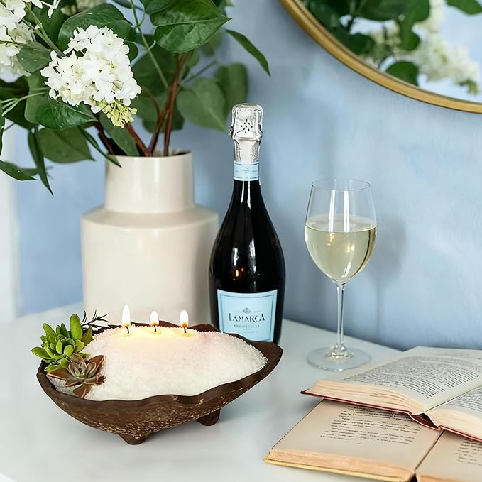 18oz(1.1lb) Pearled Candle with 30 Wicks -MANNYCOM Prosecco Breeze White Scented Candles -Refillable Pearl Waxs - Smokeless Burns up to 110 Hours for Wedding Decor and Crafts