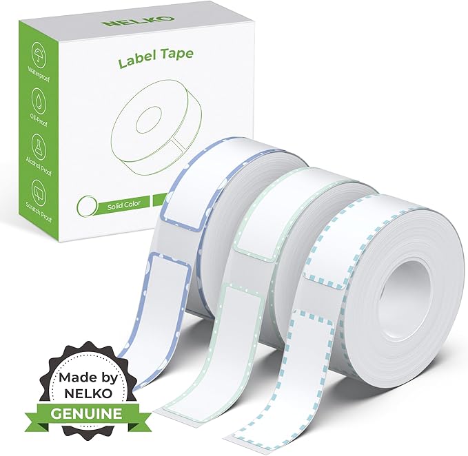 NELKO P21 Genuine Adhesive Pattern with Border Label Paper 14x40mm (0.55inchesx1.57inches) 180 Labels/Roll, 3 Rolls, for Home Office Organization, Gift for Decoration, Compatible with P21 Label Maker