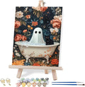 VIGEGU Ghost Black Cat Paint by Numbers Kit for Adults with Framed,Halloween Paint by Number DIY Adult Paint by Number Kits for Wall Decor 10x12in