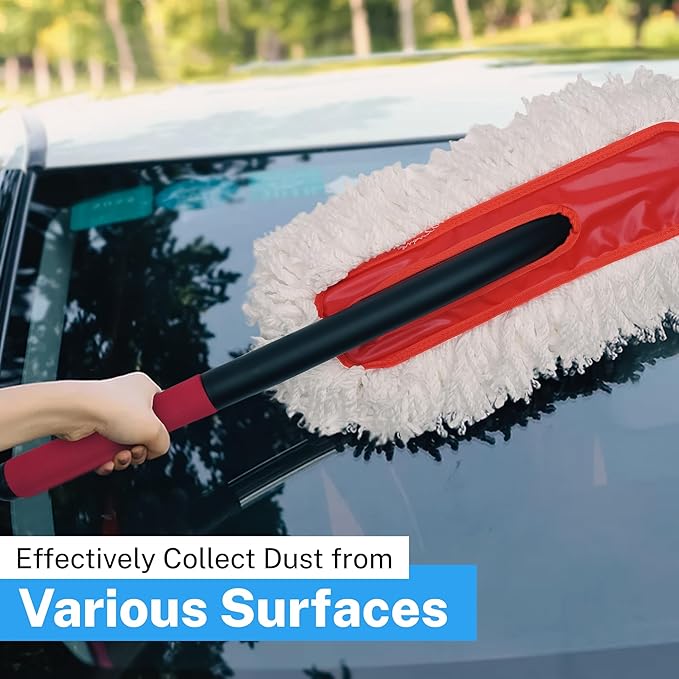 S.M. Arnold Ultra-Soft Microfiber Vehicle Duster - Ideal for Cars, Trucks, RVs, Boats, 25-Inch Long, Gentle on All Surfaces, Durable, Easy to Use, Includes Handy Storage Pouch for Efficient Cleaning