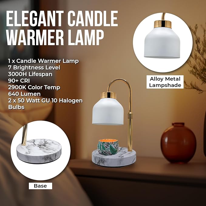 Candle Warmer Lamp with Timer & Dimmer | Adjustable Height & Brightness | Includes 2 Extra Bulbs | Wax Warmer Lamp | Christmas, Birthday & House Warming Gifts for Women, Mom for Jar Candles