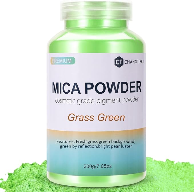 Mica Powder,7.05OZ（200g）,Grass Green Mica Powder Pigment for Epoxy Resin，Lip Gloss，Car Paint，Dye，Soap Making，Nail Polish,Epoxy Resin,Candle Making,Bath Bombs