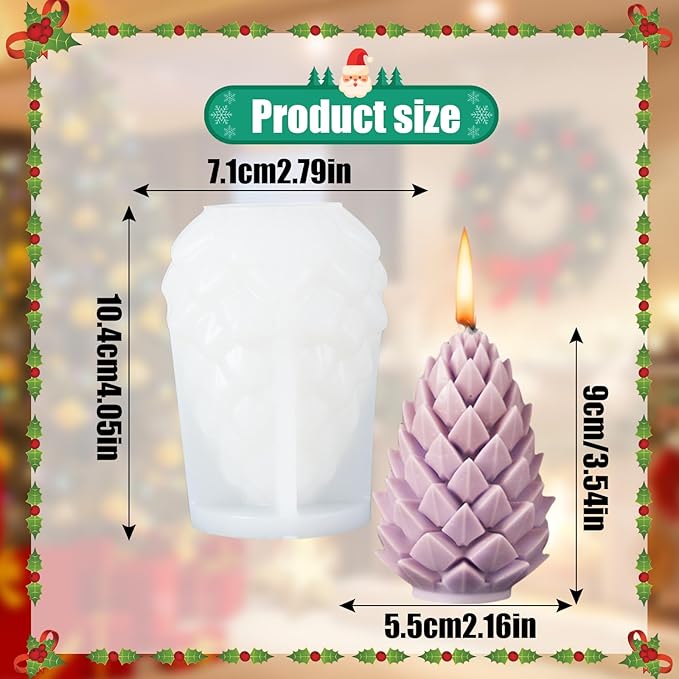 Pine Cone Candle Moulds for Candle Making, Christmas Silicone Mold for Soy Wax Candle, Aromatherapy Candle, Gypsum, Plaster, Home Decor
