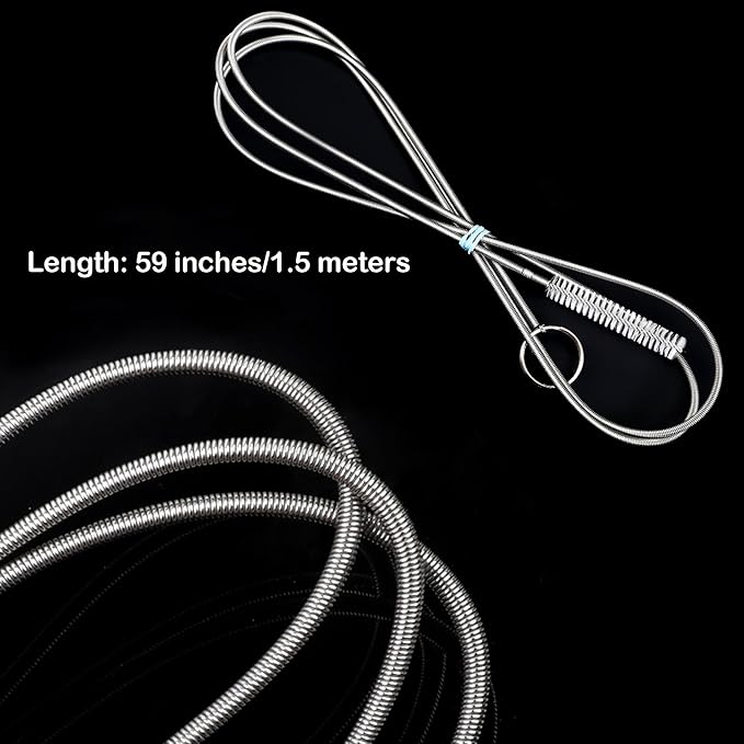 2PCS 60 Inch Ultra Long Stainless Steel Cleaning Brushes, Reusable Drainage Pipe Dredging Tools, Flexible Feed Pipe Brush for Automotive Drainage Outlets