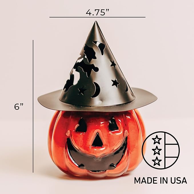 A Cheerful Giver Punky Pumpkin Jar Candle - Fun and Spooky Candle for Halloween Decorations - Uniquely Shaped Candle Jars for Indoor/Outdoor Decor - Orange, Cinnamon, Clove Scent - 10 Oz