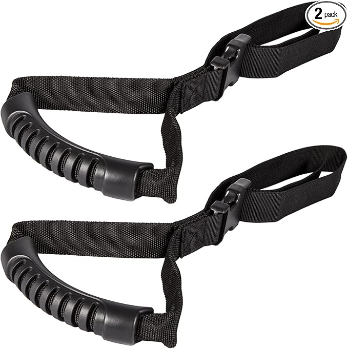 E-cowlboy Auto Cane Grab Bar - Portable Standing Aid Nylon Grip Mobility Assist Device (Black, 2 Pack)