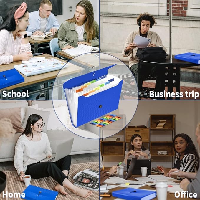 Expanding File Folder, 13 Pockets Accordian File Holder Organizer, A4 Letter Size Paper Document Receipt Organizer Accordion Filing Folder for Classroom, Home, Office and Travel