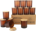 MILIVIXAY 12Pack 12 OZ Frosted Amber Thick Glass Candle Jars with Lids - Bulk Empty Candle Jar for Making Candles - Spice, Powder Containers.