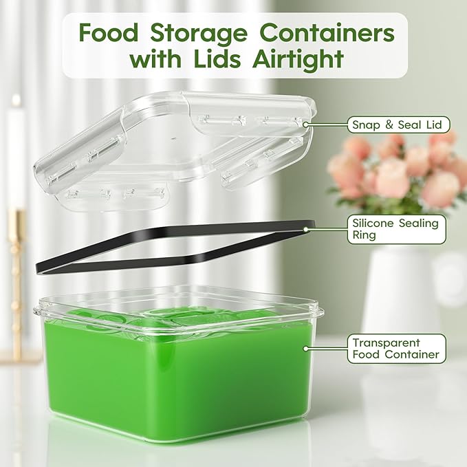 54-Piece Food Storage Containers with Lids(27 Containers & 27 Lids), Plastic Food Containers for Pantry & Kitchen Storage and Organization, BPA-Free, Leak Proof, Reusable with Labels & Pen