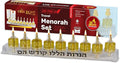 Ner Mitzvah On The Go Travel Menorah Set - 9 Pre-Filled Glass Cups Included - 100% Pure Olive Oil with 100% Cotton Wicks- Burns Approx. 2 1/2 Hrs
