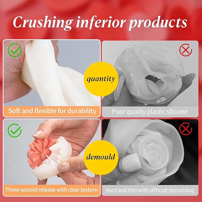 MGLIFEUL 2Pcs Flower Daisy Valentine Silicone Candle Making molds Silicone Flower Shapes Candle Wax Mold for Candles Making florally moldes de silicona para velas molde para velas de silicona