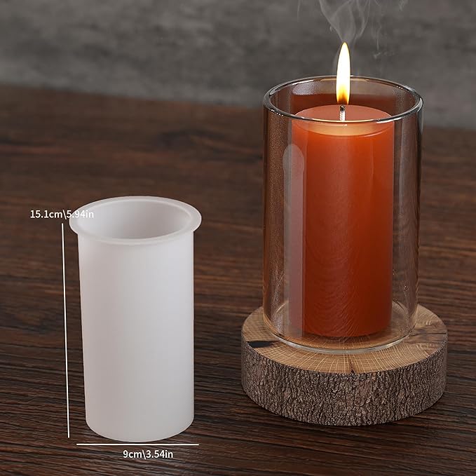2 Pack 3 * 6 Inch Votive Candle Mold - Cylinder Candle Silicone 3D Molds for Pray, Peony & Home Decor - Resin Casting & Soap Making Molds
