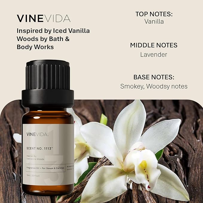 VINEVIDA [0.33oz] Iced Vanilla Woods Fragrance Oil for Candle Making and Soap Making - Premium Candle Scents for Soy Candles