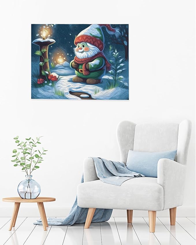 Savannan Paint by Numbers for Adults Without Frame, Christmas Santa Tree Candle Snow Winter Scarf DIY Acrylic Painting by Numbers Kits on Canvas for Beginner, 16"x16"