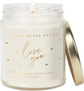 Sweet Water Decor Love You Scented Candles - Soy Candles with Fresh Lavender, Geranium, Warm Mahogany and Earthy Teakwood - Candle Wax with 40 Hours Burn Time - 9Oz Gold Lid Clear Jar Wax Candle