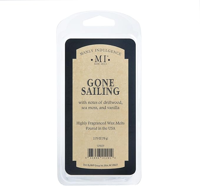 Manly Indulgence Gone Sailing Scented Wax Melts, Wax Melt Warmer Cubes, Long Lasting Scented Wax Warmer Cubes, 4 Pack, 6 Cubes Each - Made in The USA