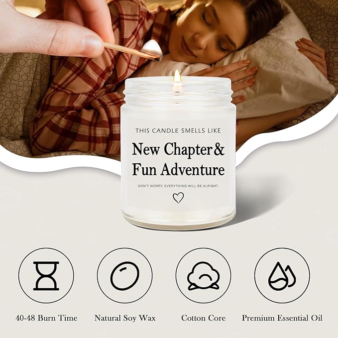 New Beginnings Gifts for Women & Men - New Job, Going Away & Divorce Gifts - Lavender Scented Candle