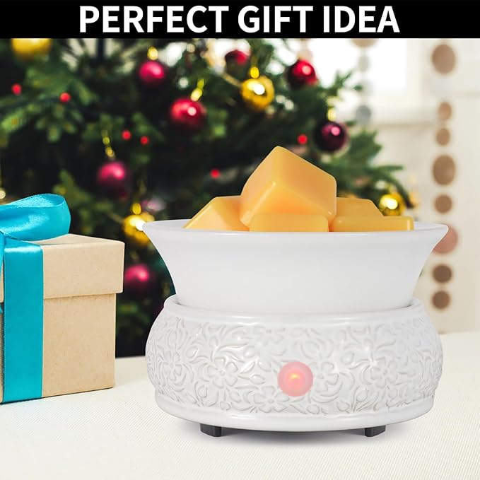 mocosa Wax Melt Warmer for Scented Ceramic Candle Warmer Home Fragrance Wax Burner for Mom Women(White)