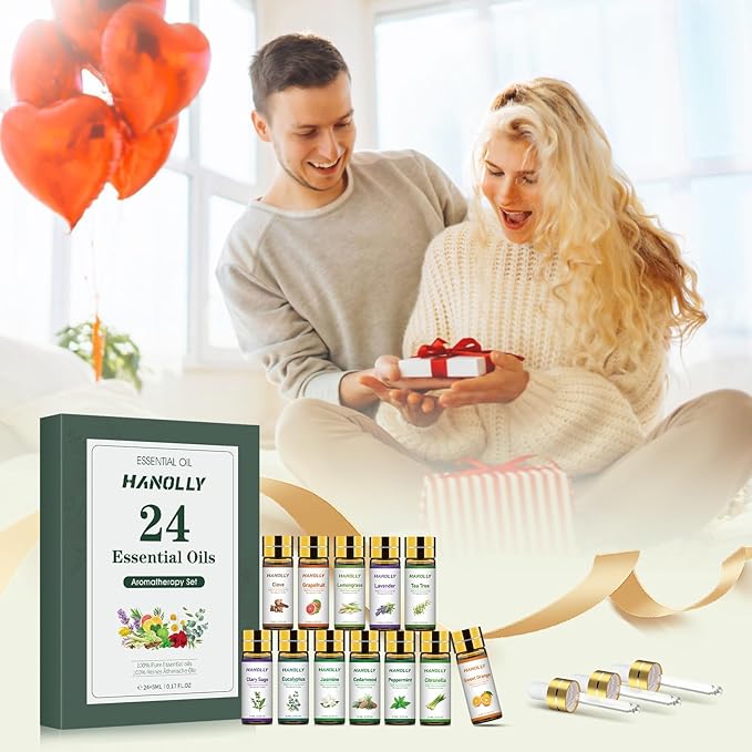 Essential Oils Set - 24 Pcs Essential Oil Kit for Diffuser, Aromatherapy, Massage, Skin Care, Soap & Candle Making - Premium Aromatherapy Diffuser Oils Set