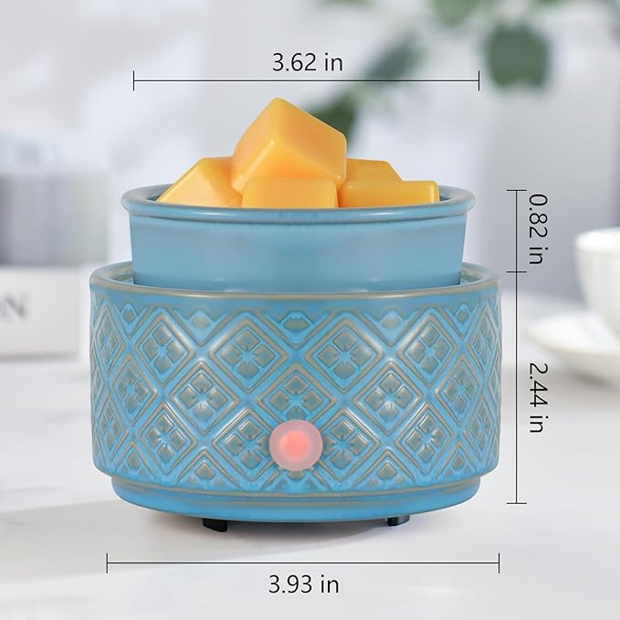 Wax Melt Warmer for Scented Wax,3-in-1Ceramic Wax Warmer Fragrances Candle Oils, Home Fragrance Burner,Electric Candle Warmer Perfect Christmas Gifts for Mom Women(Blue)