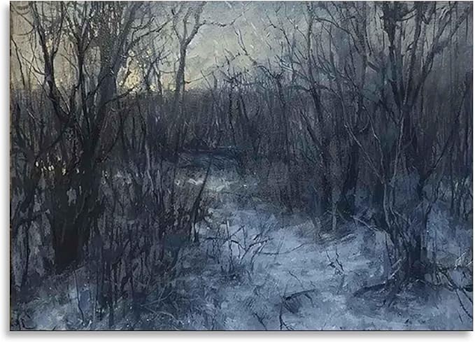 Misty Winter Bare Trees Landscape Paint by Numbers for Adults, Moody Forest DIY Painting Kit, Home Wall Decor 24 Colors 20x24 inch Framed