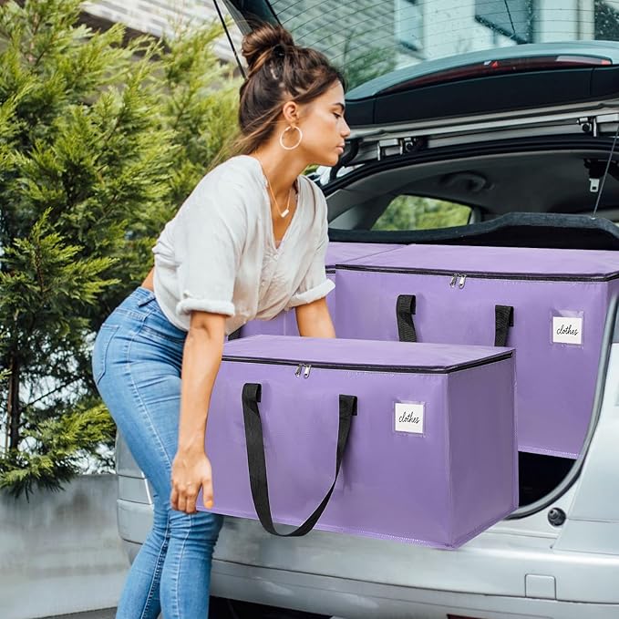 Moving Bags Heavy Duty Lavender Purple – Large Packing Bags for Moving, Extra Large Storage Totes with Zippers and Handles