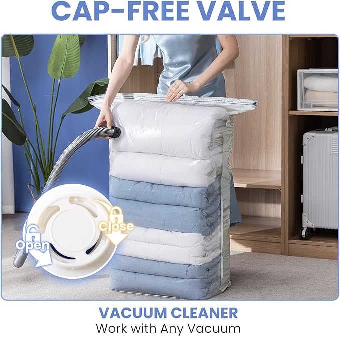 8 Pack Vacuum Storage Bags, Jumbo Cube 31x40x15 Inch, Extra Large Vacuum Seal Bgas for Comforters, Blankets, Pillow, Quilts, Space Saver Clost Oragnization, Clear