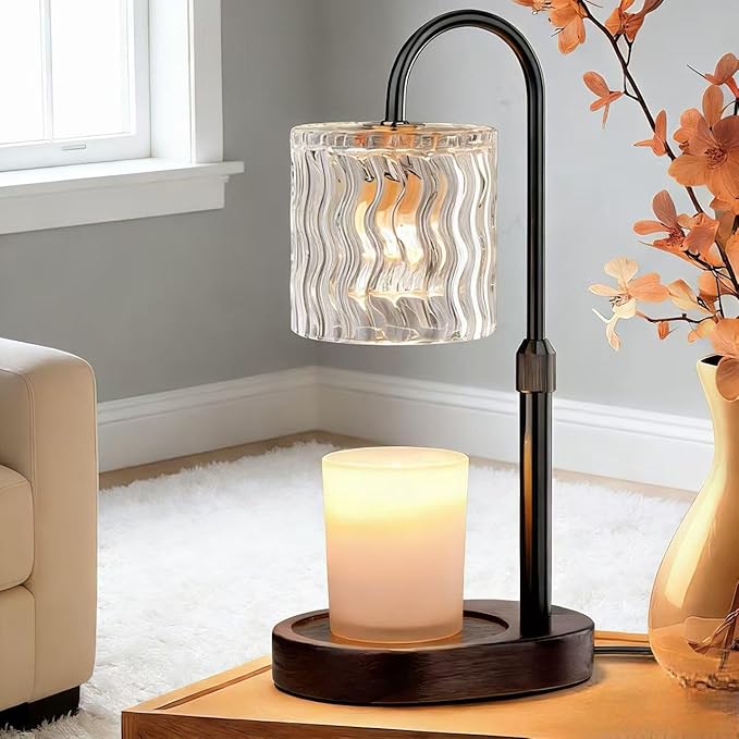 Candle Warmer Lamp Electric: Dimmable Timer Candles Warming Lamps - Height Adjustable Burner Jar - No Flame Scented Melts Wax - All Candle Jars Home Decor Table Light