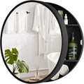 SUNWAVE 20 Inch Round Black Medicine Cabinet with Mirror, Modern Wall Mounted Vanity Cabinet for Bathroom, Circle Bathroom Mirror with Storage, Space-Saving Wood Cabinet (Black, 20 Inch)