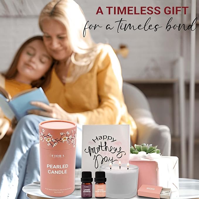 Pearled Candle Sand Mothers Day Gift for Mom, 18oz Sand Wax, 30 Wicks, 2X Natural Fragrance Oils + Large Glass Jar Included, Smoke Free Powder Snow Candles, Upto 120 Hours Burn Time, Candle Making Kit