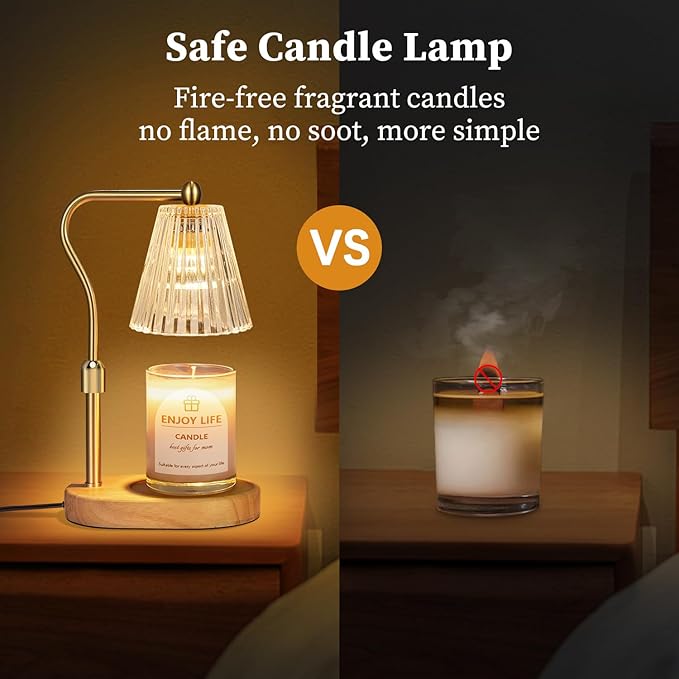 seenlast Candle Warmer Lamp with Timer Dimmer Adjustable Height for New Home Bedroom, Vintage Home Decor for Scented Jar