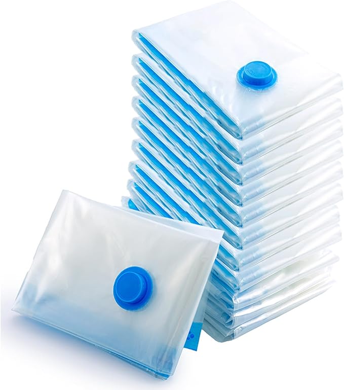 12Pcs 16x24 Inch Vacuum Storage Bags, Airtight Space-Saving Vacuum Seal Bags Portable Reusable Sealer for Home Travel Moving Supplies