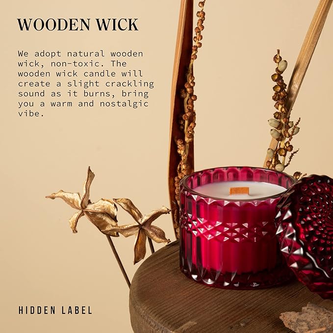 Wild Fig & Cassis Scented Candles, Crackling Wood Wick Soy Candles, Muse Collection 7.4oz Glass Jar Decorative Candle, Candles Gifts for Women