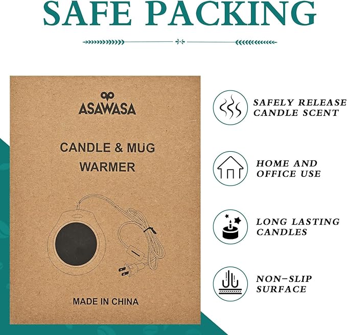 ASAWASA Candle Warmer for Large Jar, Coffee Mug Warmers, Safely Releases Scents Without a Flame, Melt The Candle Quickly, Enjoy Your Warm Coffee Tea. Gifts for Festival Birthday Women Men Mom Dad