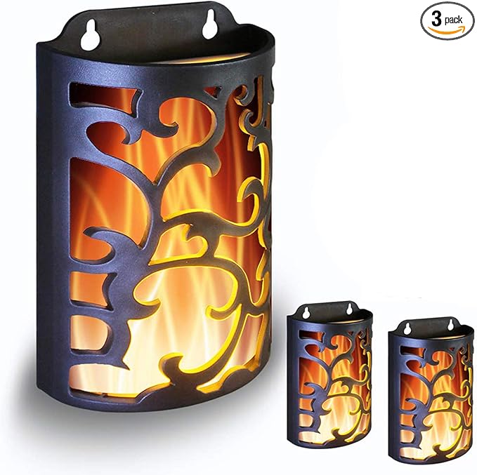 WRalwaysLX Decorative Lanterns with Timer, Candle Light Flameless Candles Indoor/Outdoor Wall Sconces,Flickering Flames Wall Light for Hallway, Bathroom,Use 3AA Battery(NOT Included),3 Pack