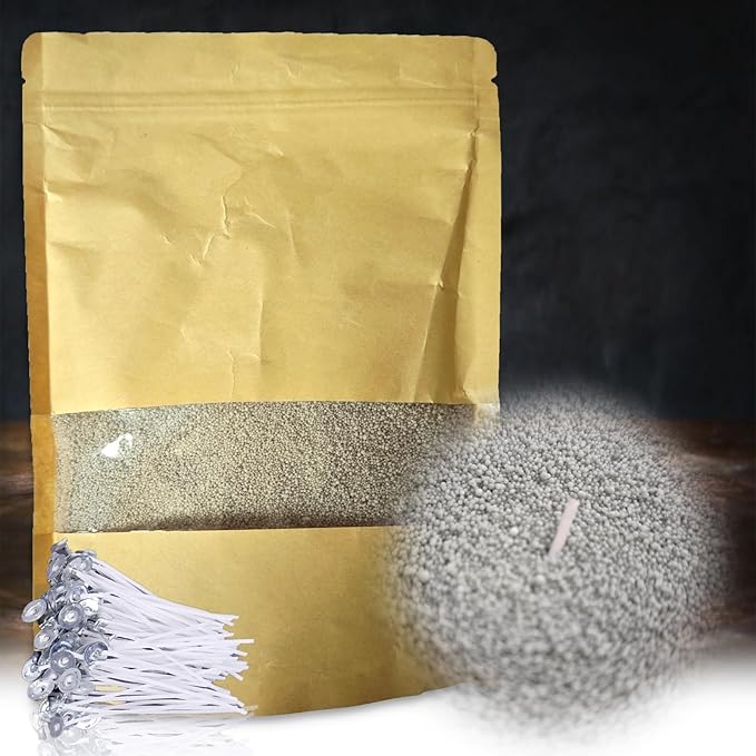 DRMAISON Pearled Candle Wax Sand DIY Kit - 17.6 oz, Light Grey, Non-Toxic&Smoke-Free, Refillable with 30 Wicks, Long-Lasting Flame, Highly Customizable for Wedding, Party&Holiday Decor