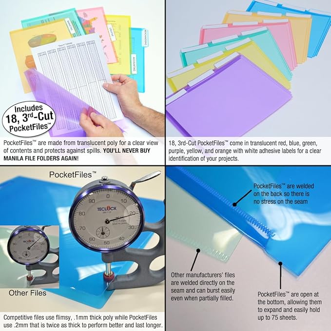 Ultimate Office StationMate Desktop Organizer (Includes 18, 3rd-Cut PocketFiles). Complete Project Manager and File Sorter for the Office or Home with an Incline Design Puts All Files in Clear View
