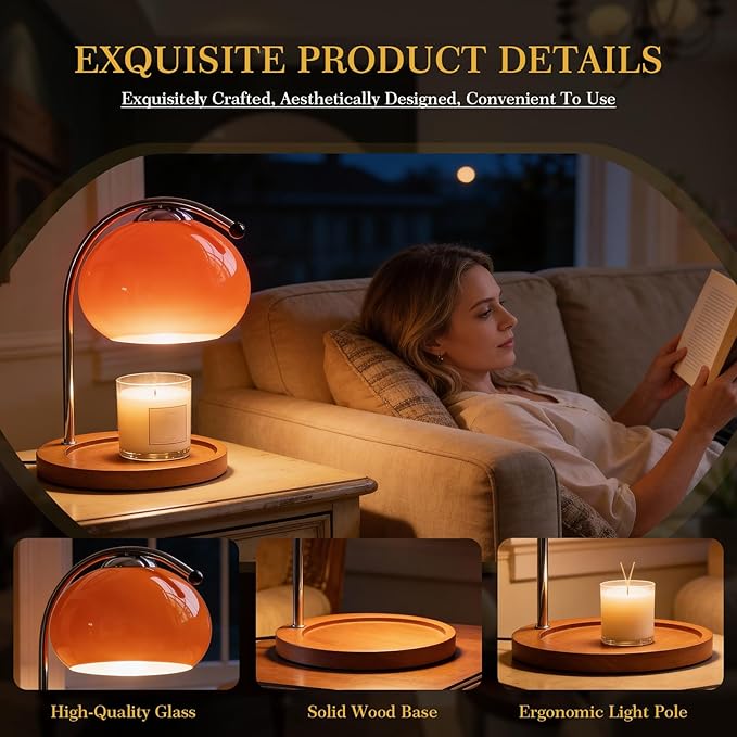 Topyond Candle Warmer Melting Lamp,Wax Melting Lamp Home Decor, Desk Office Decor Table Lamp,Night Light Bedroom Lamps,Valentines Day Gifts for Her(Red)
