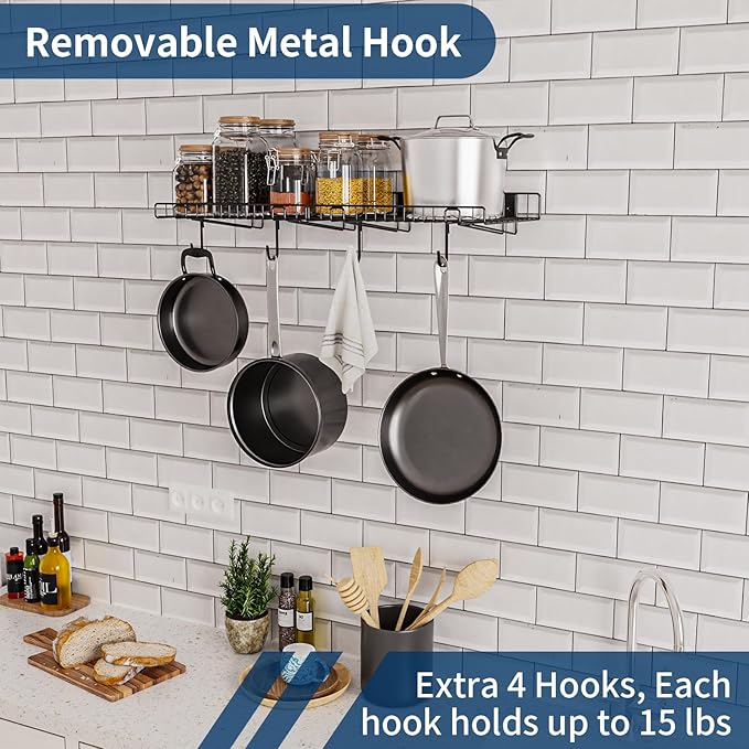 2 Pack Garage Wall Shelf, Wall Mounted Storage Shelves, Heavy Duty Metal Shelves for Room Wall, Loads 80 LBS Floating Shelves Mesh Storage Rack for Garage, Office, Basement,Wall Cabinet and Kitchen