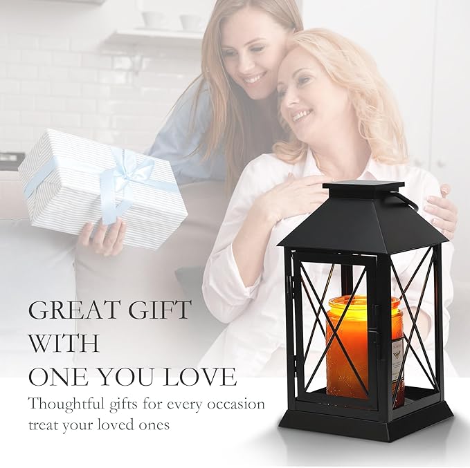 Candle Warmer Lamp with Timer,Compatible with 3 Wick Candles/Large Candel Jars,Vintage Lamp Candle Warmer Lantern,Dimmable Candle Lamp Warmer Farmhouse,Fully Enclosed Designed and Hanging Up-Black