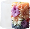 XIAOSHUI Flower Cylinder Candle Mold Lily Flower Pillar Resin Casting Silicone Molds for Candle Making Aromatherapy Candles Gypsum Clay Craft Candle Home Decorate