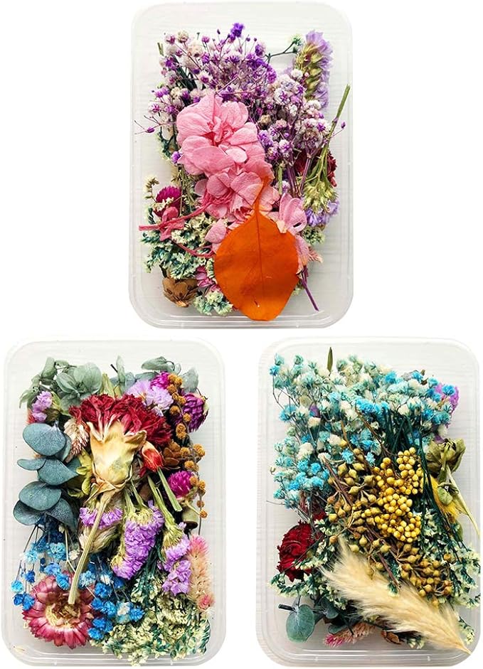 3 Box Real Natural Dried Flower Candle Handmade Making Aromatherapy Wax Piece Special Dried Flower DIY Material (Random Color)