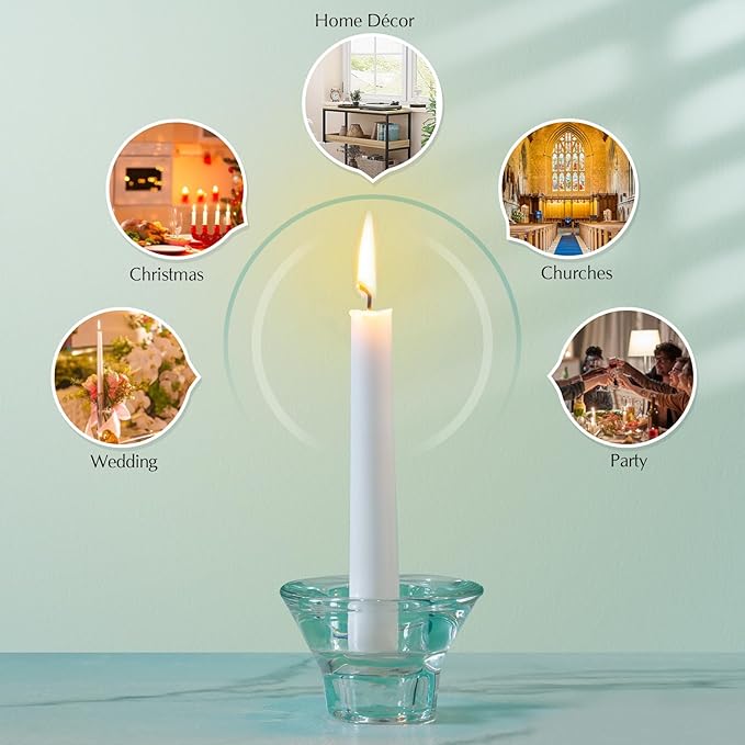Hausware 36 Pack Taper Candles, 8 Hour Burn Time,Unscented Dripless and Smokeless, 10 inch Elegant Premium Quality Dinner Candle for Home Décor, Restaurant, Wedding, Party Candlesticks (White)